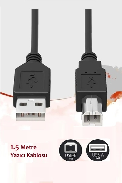 Vwin Yazıcı Kablosu Printer Ara Bağlantı Kablosu USB 2.0 Hp Epson Canon Xerox...