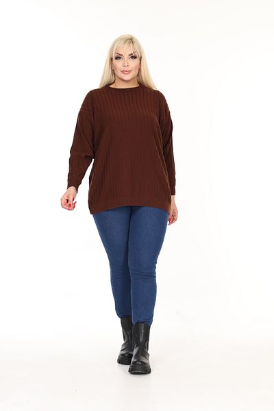 MJORA Πλεκτό πουλόβερ Crew Neck Άνετη Εφαρμογή Plus Size