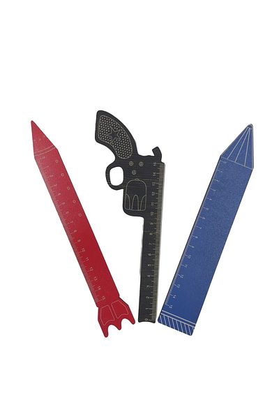 şamaksesuar Set de 3 riglă din lemn MDF de 3 mm, creion de 15 cm
