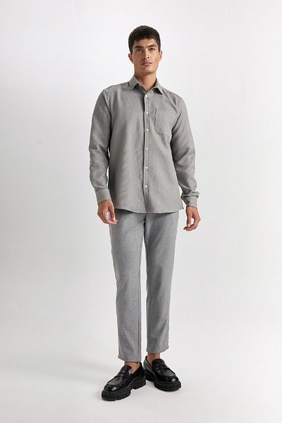 DeFacto Bavlněná košile s dlouhým rukávem Polo Neck Regular Fit D4976Ax24Au