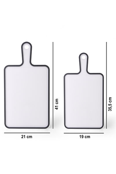 ALP HOME 2 li Kaydırmaz Kesme Tahtası Kulplu Kesim Panosu 1x(30x21 cm 24,5x19,5 cm)