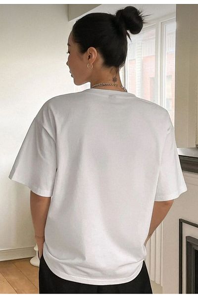 Viyalente Λευκό κλασικό μπλουζάκι με στάμπα oversize