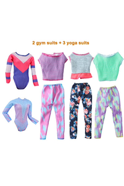 Choice 5 مجموعات ملابس يوغا رياضية، عبوة من 5 مجموعات ملابس دمى أزياء مصنوعة ...