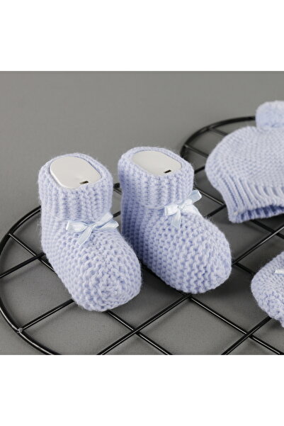 bebegci Şapka Eldiven Patik 3'Lü Yenidoğan Örme Set