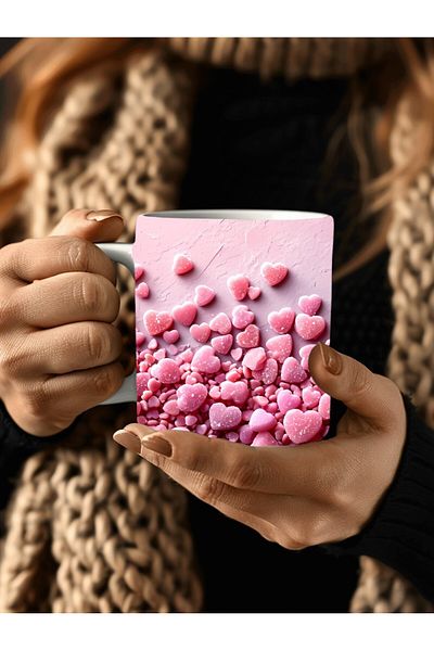 Evion Heart Printed 3D Design Ceramic Mug - Mug