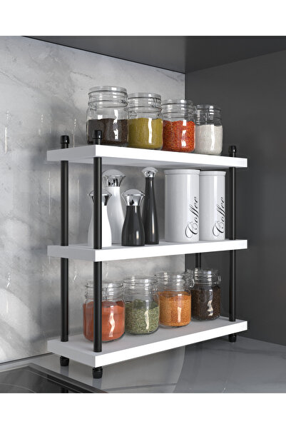 AYMOBSAN İnci Baharatlık, Mutfak Rafı, Çok Amaçlı Raf, 3 Katlı , Metal Ayaklı...