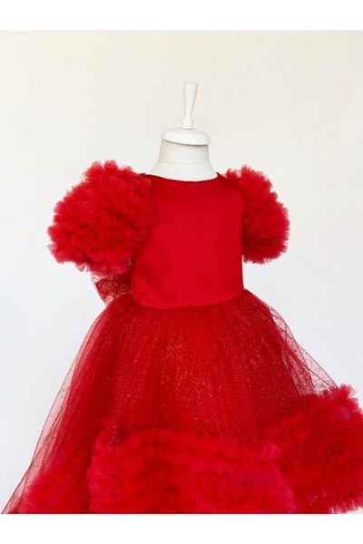 zühre balaban Red Girl's Dress - Red Shine Dress Zb Kids
