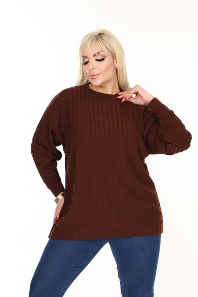 MJORA Πλεκτό πουλόβερ Crew Neck Άνετη Εφαρμογή Plus Size