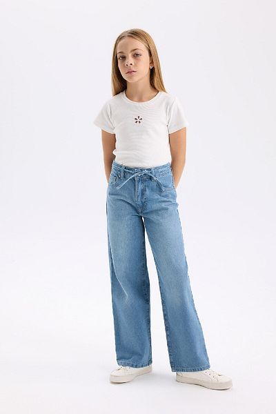 DeFacto Pantaloni blugi cu picioare late pentru fete D7179A824WN