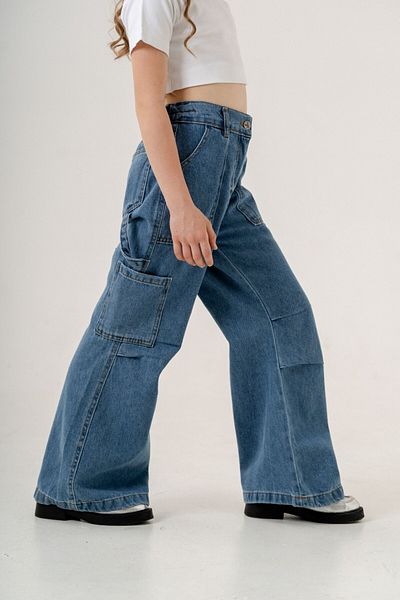 GİYİCEM Girls' Pocket Pleated Jeans