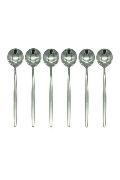 Kitchen Design Lab Gümüş Yuvarlak Çay ve Kahve Kaşığı Seti, Paslanmaz Çelik, ...