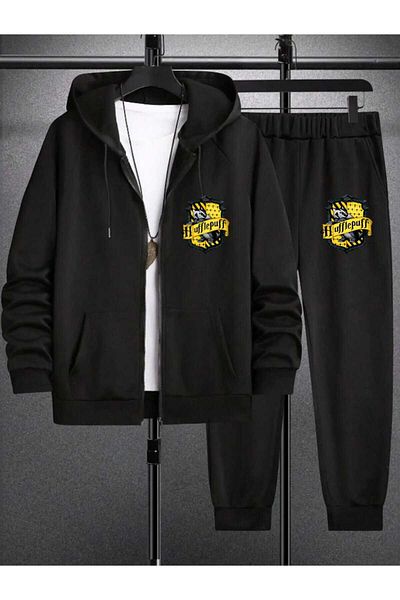 BUY CENTER Unisex Oversize Harry Potter Hufflepuff Printed Jacket & Sweatpants Set