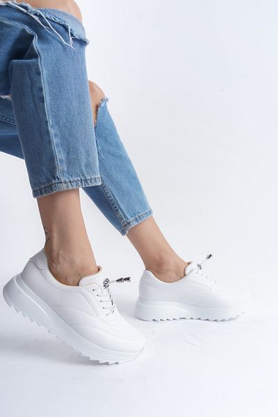 DELSOLERA Elmi̇sa Leather Casual Sneakers - Lace-Up and Thick Sole