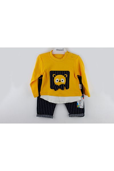 Necix's Line Embroidery Bear Sweater Double Set