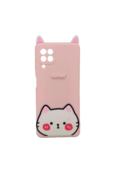 Nettech Samsung Galaxy A22 4g Uyumlu Cartoon Case Seri Arka Koruma Kılıf - Pembe