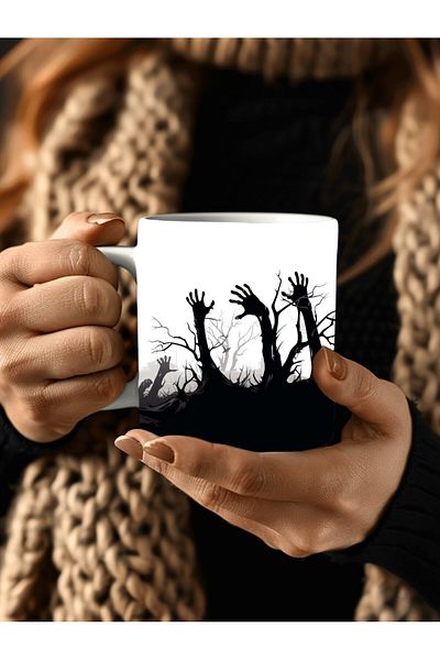 Evion Zombie Hands Shaped Full Size 3D Design Ceramic Mug - Gift Mug