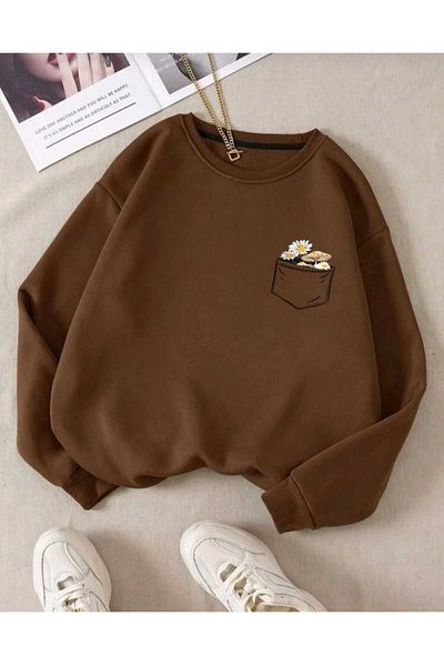 KOZİA OUTDOORS O-Neck Printed Oversize Unisex Sweatshirt