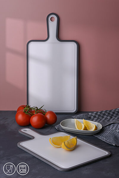 ALP HOME 2 li Kaydırmaz Kesme Tahtası Kulplu Kesim Panosu 1x(30x21 cm 24,5x19,5 cm)