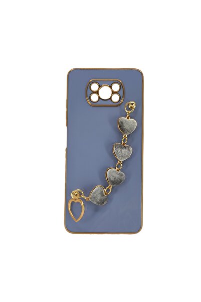 Nettech Xiaomi Poco X3 Nfc Uyumlu Lüx Kalp Zincir Arka Koruma Kılıf - Lila