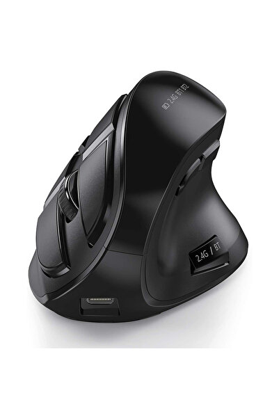 Choice ماوس عمودي صامت ثنائي الوضع أسود اللون، يعمل بتقنية بلوتوث/لاسلكي، بصري، مريح، قابل لتعديل الحساسية