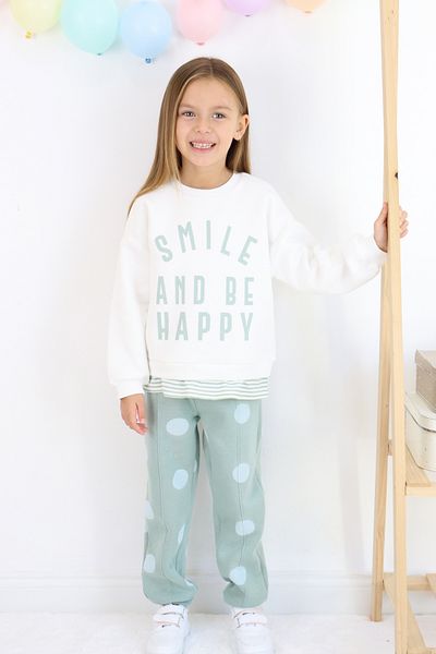 Harika KIDS Σετ φόρμας για κορίτσια Smile And Happy με στάμπα χοντρή