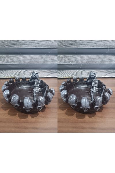 HUNATASARIM Decorative 2-Piece Skull Ashtray (Diameter; 12 cm)