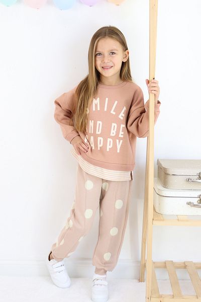 Harika KIDS Σετ φόρμας για κορίτσια Smile And Happy με στάμπα χοντρή