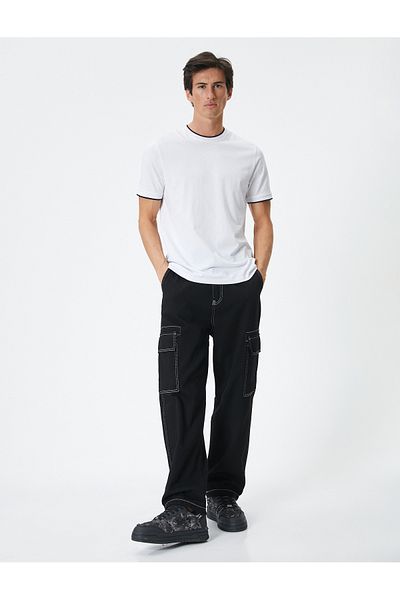 Koton Basic-T-Shirt mit kurzen Ärmeln und Rundhalsausschnitt