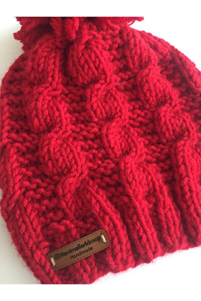 Hanımeller Kırmızı Örme Bay&Bayan Bere