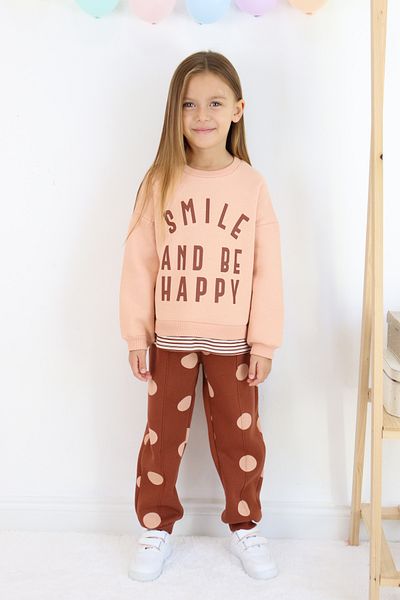 Harika KIDS Σετ φόρμας για κορίτσια Smile And Happy με στάμπα χοντρή