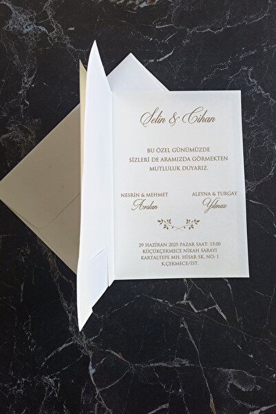 ERDEM DAVETİYE 50 Adet Lüks Düğün, Nişan, Nikah Davetiyesi, Baskı Hariçtir 1504681