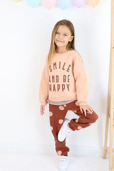 Harika KIDS Σετ φόρμας για κορίτσια Smile And Happy με στάμπα χοντρή