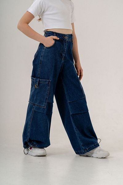 GİYİCEM Girls' Elastic Leg Cargo Pocket Jeans