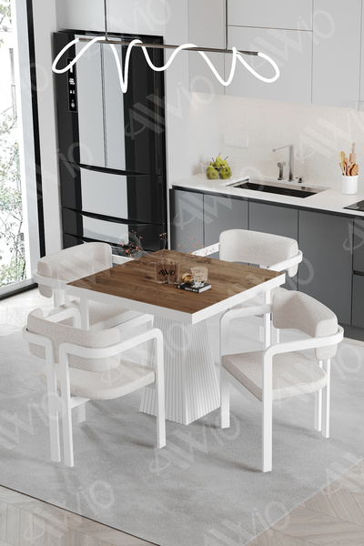 AVVİO SOFİA Lake Mdf Ayak Tokyo Demonte Sandalye 80x80 Yemek Masası Mutfak Ma...