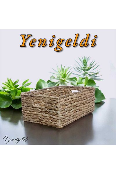 Yenigeldi 1 брой естествена плетена кошница (дължина 40 см ширина 28 см височина 16 см) New240038b