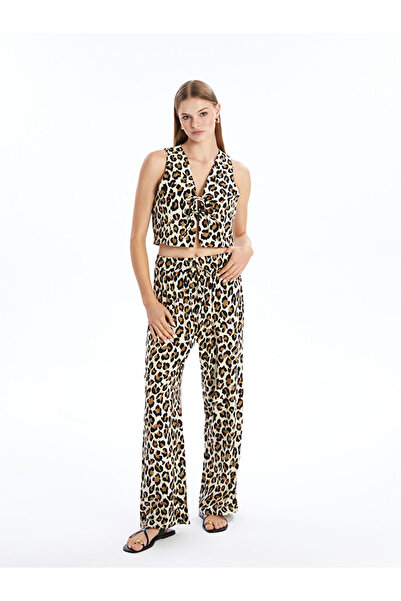 LC Waikiki Lcw Standard Fit Leopard Print Women's Trousers