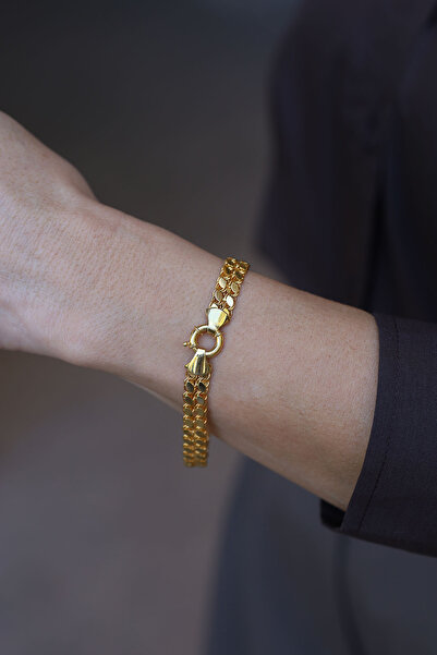 Yenigün Kuyumculuk 14 Ayar Altın İkili Pullu Bileklik