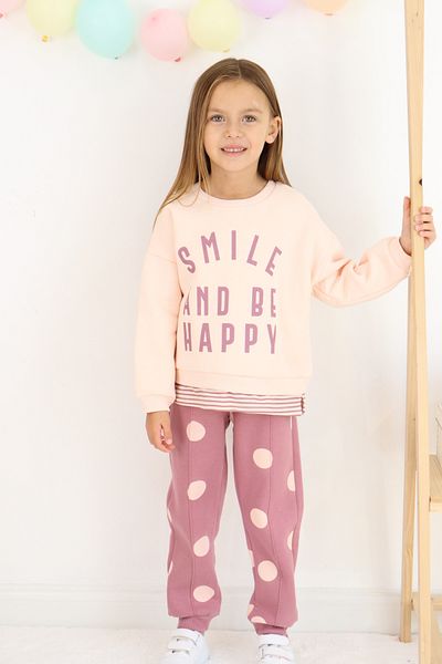 Harika KIDS Girl's Smile and Happy Printed Thick Tracksuit Set