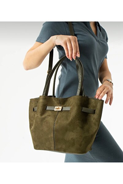 KOÇAK ÇANTA Γυναικεία τσάντα ώμου από σουέτ nubuck με μαγνήτη