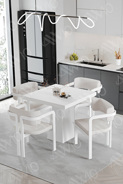 AVVİO SOFİA Lake Mdf Ayak Tokyo Demonte Sandalye 80x80 Yemek Masası Mutfak Ma...