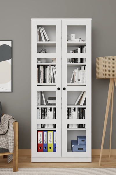 midoser Lucas Cam Kapaklı Kitaplık ve Çok Amaçlı Dolap ( Ayarlanabilir Raf )