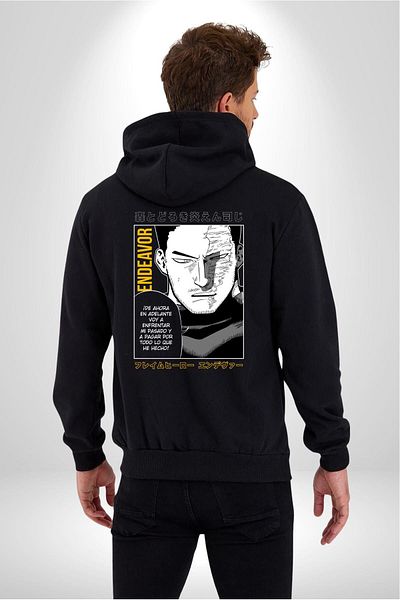 Angemiel Enji Todoroki Manga Print Black Hooded Cardigan - Men's and Women's Sweatshirt