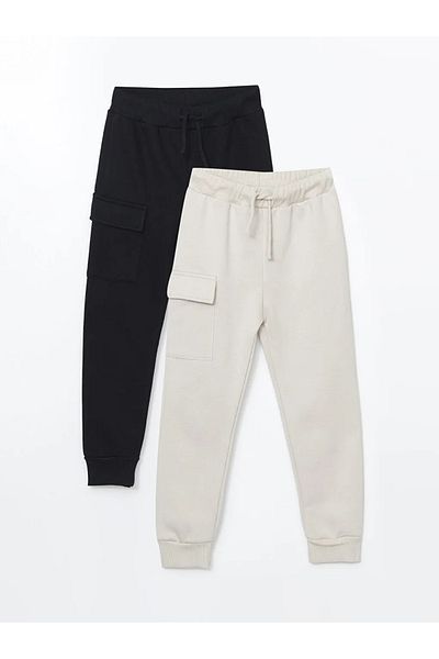 LC Waikiki LCW Kids ανοιχτό γκρι ελαστική μέση για αγόρια Jogger αθλητική φόρμα κάτω 2 τμχ