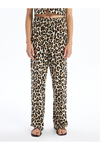 LC Waikiki Lcw Standard Fit Leopard Print Women's Trousers