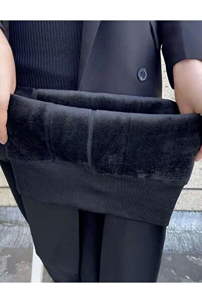 TİSTA Γυναικείο μαύρο βελούδινο εσωτερικό γούνινο γούνινο μαλακό ζεστό, εμφανίσιμο κομψό συσφιγκτικό κολάν συγκέντρωσης