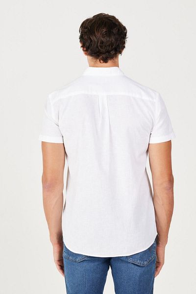 WRANGLER Regular Fit Normal Cut Short Sleeve Button Collar Linen Shirt