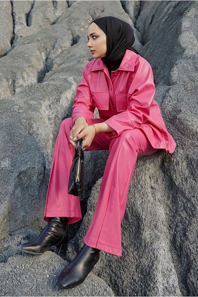 Moda Rosa 25K3062 - Fuchia - Leather Suit