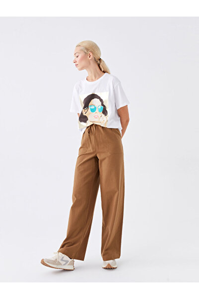 LC Waikiki Comfortable Fit Women's Trousers with Elastic Waist