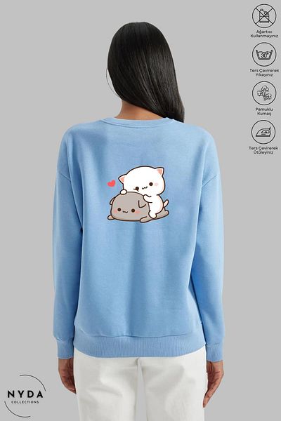 Nyda Collections Cuddle Heart Printed - Hanorac oversize unisex fără glugă