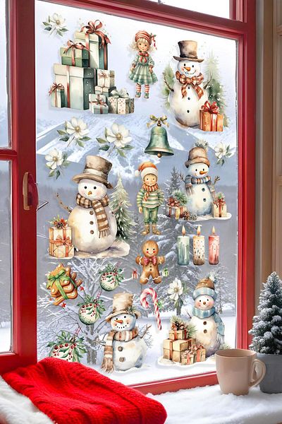 Postifull Christmas Wall Sticker, Christmas Ornament, Christmas Decor, Adhesive Wall Sticker, Christmas Decoration